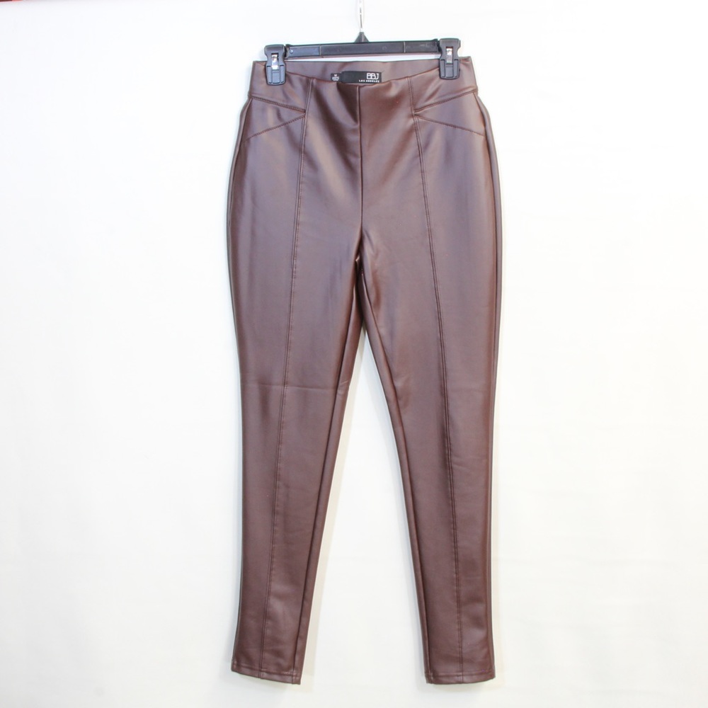 BBJ Brown Vegan Leather Seamed Leggings  Size Medium